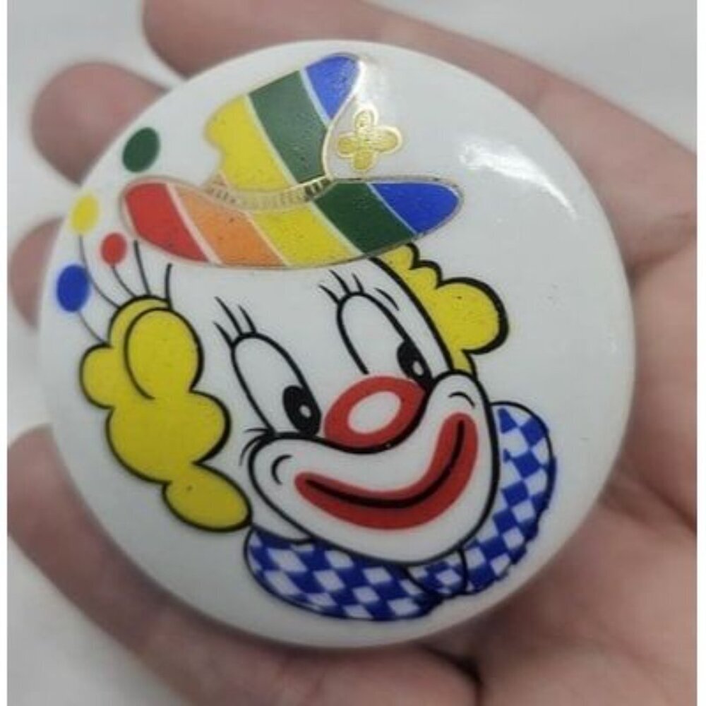 Vintage Trippies Inc. 90's Porcelain Trinket Keepsake Box Clown 2" New - Picture 3 of 8